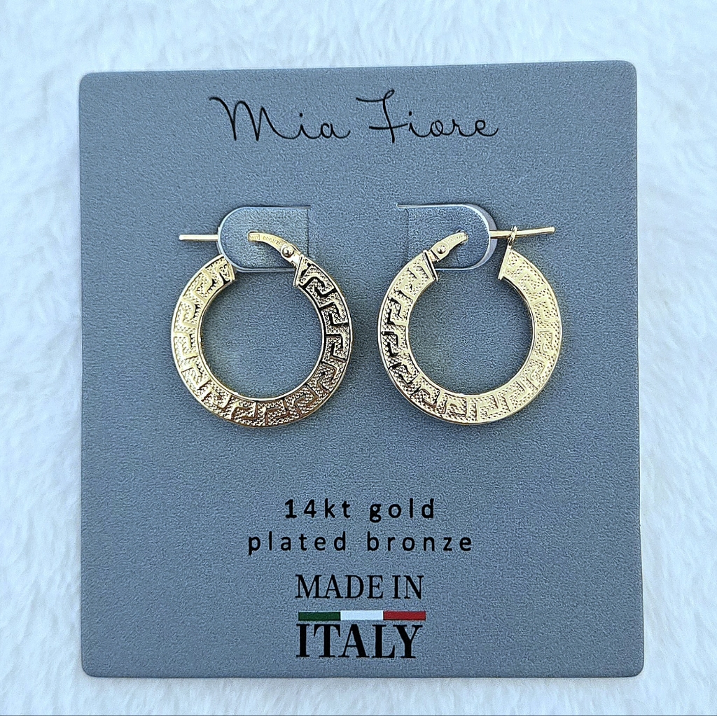 Mia Fiore Gold Greek Key Hoop Earrings 47$